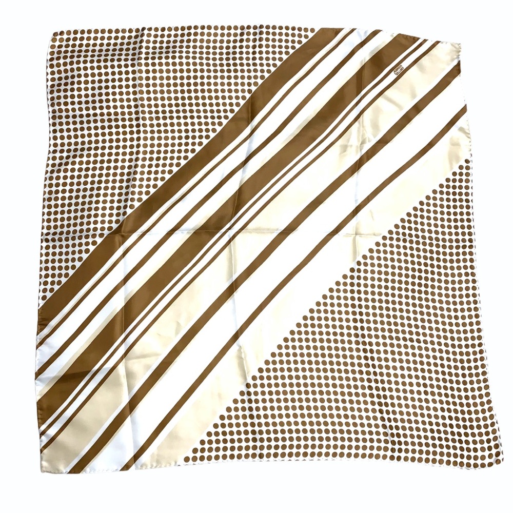🆕 Vintage Robinson & Golluber Tan Polka Dot Scarf